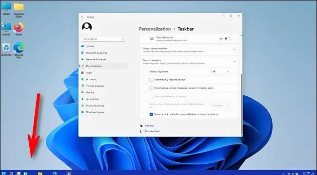 Jak zarovnat ikonu na hlavním panelu Windows 11 doleva