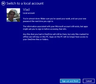 Instruktioner för att konvertera ett Microsoft-konto till ett lokalt konto på Windows 10/8.1