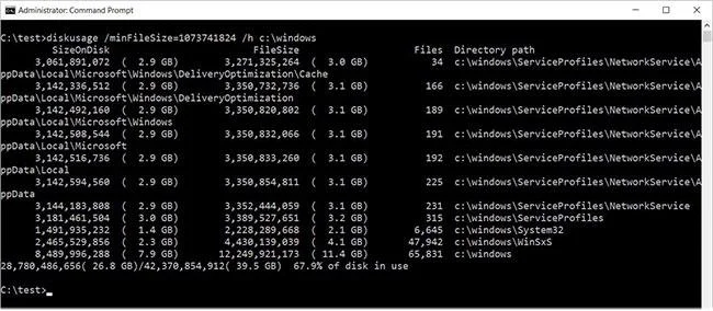 Prova Diskanvändning, det nya verktyget för analys av hårddiskkapacitet i Windows 10