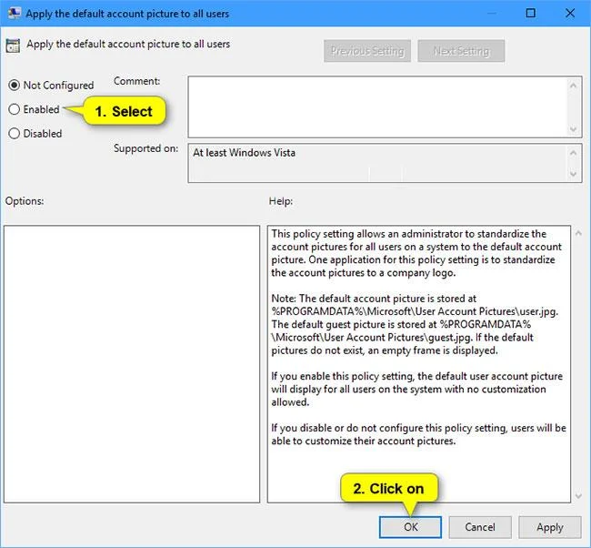 Hur man tillämpar standardkontobild på alla användare i Windows 10