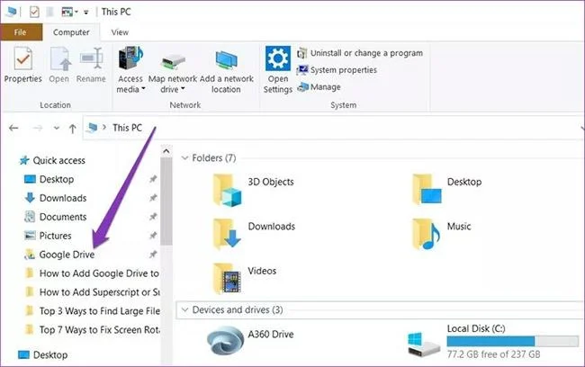 Как да добавите Google Drive към навигационния панел на File Explorer в Windows 10