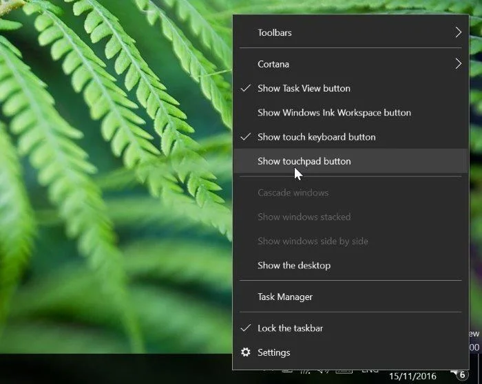 Instruktioner för att aktivera och anpassa Virtual Touchpad på Windows 10