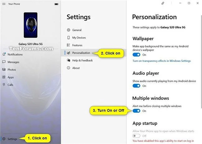 Hur du aktiverar/inaktiverar alternativet att fråga innan du stänger flera fönster i din telefon på Windows 10 PC