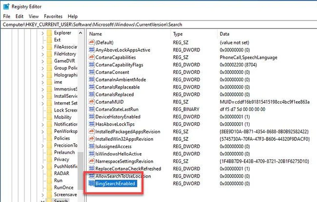 Instruktioner för att inaktivera (stänga av) Bing på Windows 10 Start-menyn
