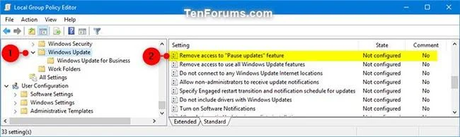 Så här aktiverar/inaktiverar du funktionen Pausa uppdateringar för Windows Update i Windows 10