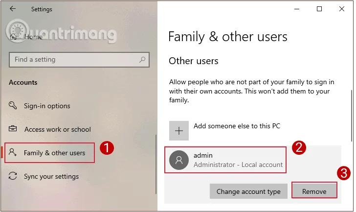 Instruktioner om 5 sätt att ta bort användarkonton på Windows 10