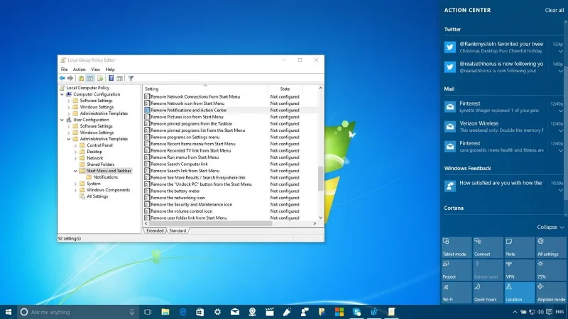 Så här anpassar och inaktiverar (stänger av) Action Center på Windows 10 Så här anpassar och inaktiverar (stänger av) Action Center på Windows 10