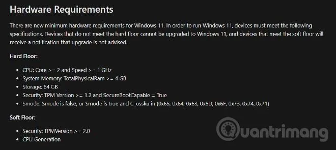 Vyžaduje konfiguraci Windows 11, minimální hardwarovou konfiguraci Windows 11