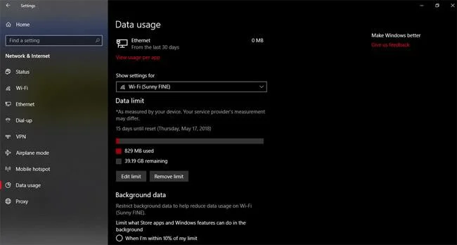 Hur man övervakar och sparar internetkapacitet på Windows 10 April 2018 Update