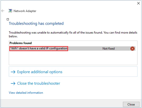 Åtgärda snabbt felet "WiFi har inte en giltig IP-konfiguration" i Windows 10 Åtgärda snabbt felet "WiFi har inte en giltig IP-konfiguration" i Windows 10