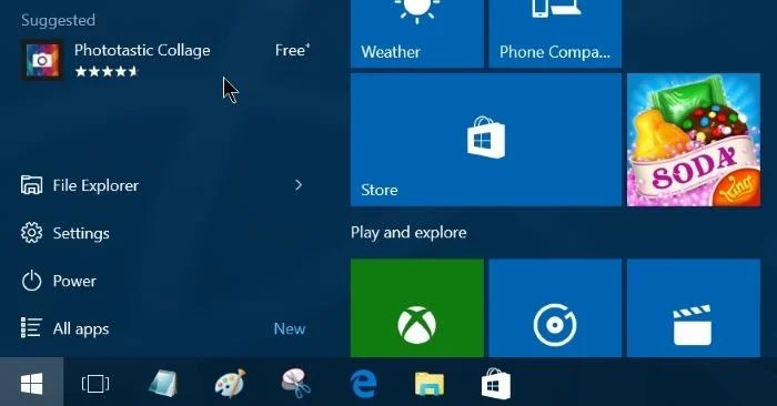Hur stänger jag av förslag på programnedladdning på Windows 10 Start-menyn?