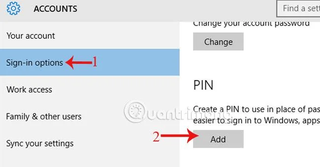 Instruktioner för att skapa en pinkod i Windows 10