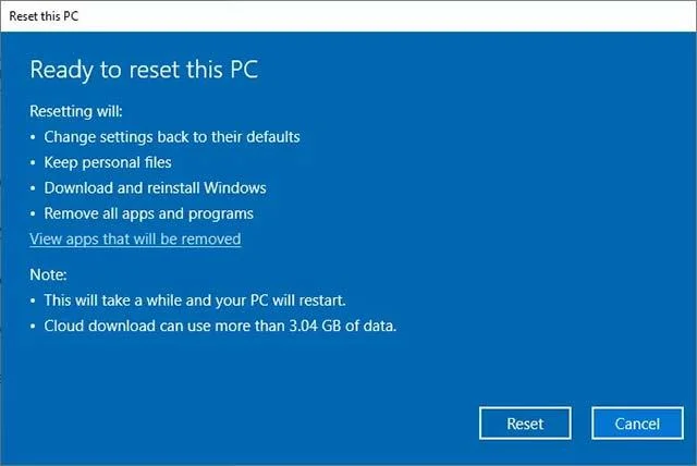 Hur man använder Windows 10 fabriksåterställningsalternativet från molnet Hur man använder Windows 10 fabriksåterställningsalternativet från molnet