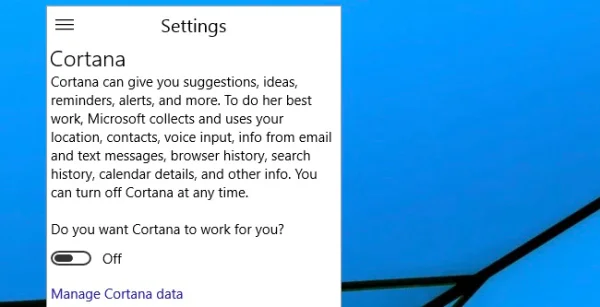Inaktivera Cortana virtuella assistent helt på Windows 10