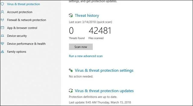 Vad är nytt i Windows Defender i Windows 10 April 2018 Update?