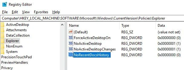 Så här stänger du av visningen av nyligen besökta föremål och platser i Windows 10