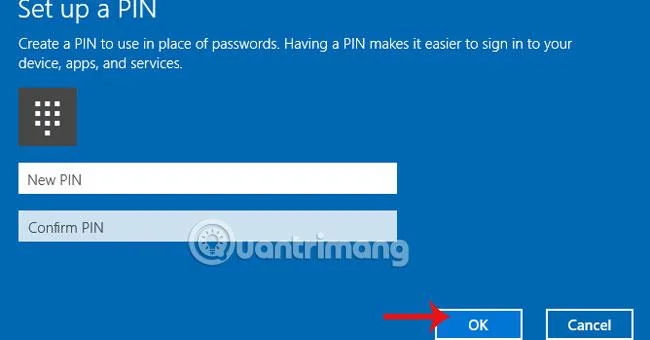 Instruktioner för att skapa en pinkod i Windows 10