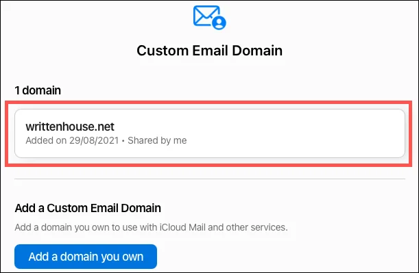 Instruktioner för att konfigurera en anpassad e-postdomän på iCloud
