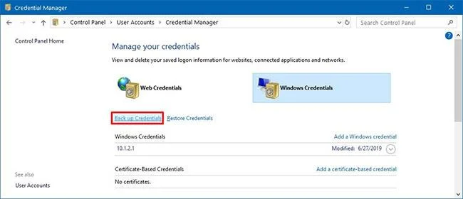 Credential Managerin käyttäminen Windows 10:ssä