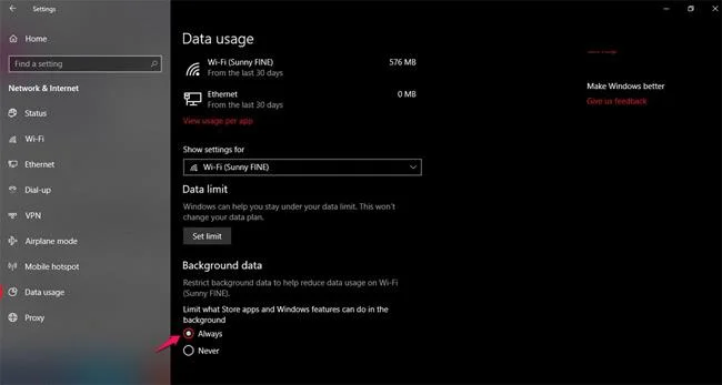 Hur man övervakar och sparar internetkapacitet på Windows 10 April 2018 Update