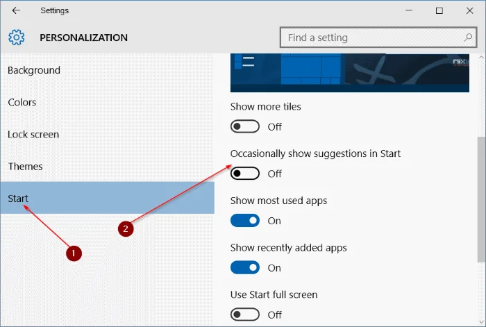 Hur stänger jag av förslag på programnedladdning på Windows 10 Start-menyn?