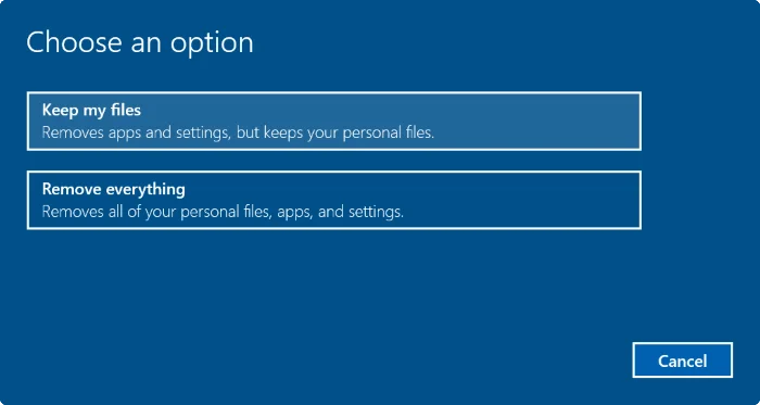 Återställ Windows 10 till sitt ursprungliga tillstånd