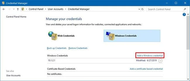 Credential Managerin käyttäminen Windows 10:ssä