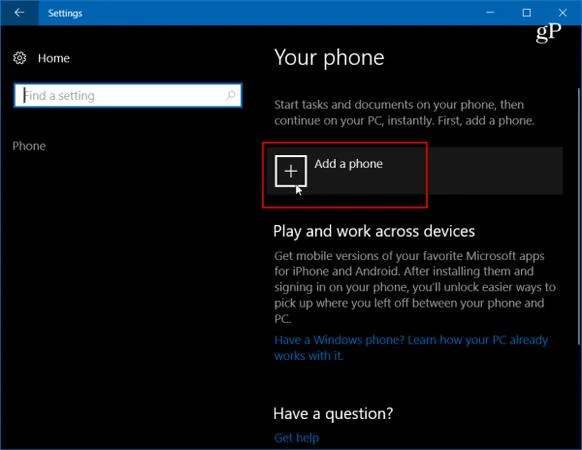 Anslut Android-telefon till Windows 10 med Fortsätt på PC
