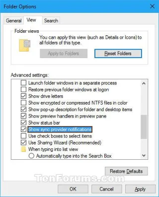 Как да скриете/покажете известия за доставчици във File Explorer на Windows 10