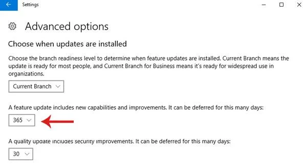 Instruktioner för att skjuta upp Windows 10 Spring Creators Update i 365 dagar