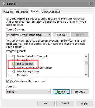 Ako zmeniť zvuk upozornenia pri odhlásení, prihlásení a vypnutí v systéme Windows 10