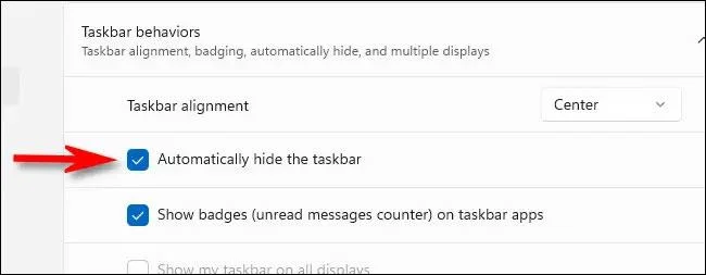 Jak skrýt/zobrazit hlavní panel v systému Windows 11