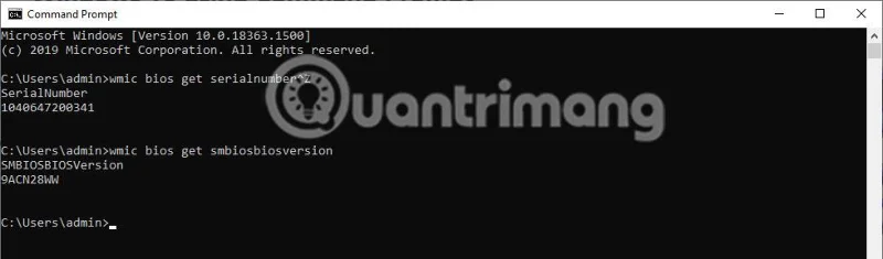 Vis BIOS-oplysninger på Windows 10 ved hjælp af kommandoprompt