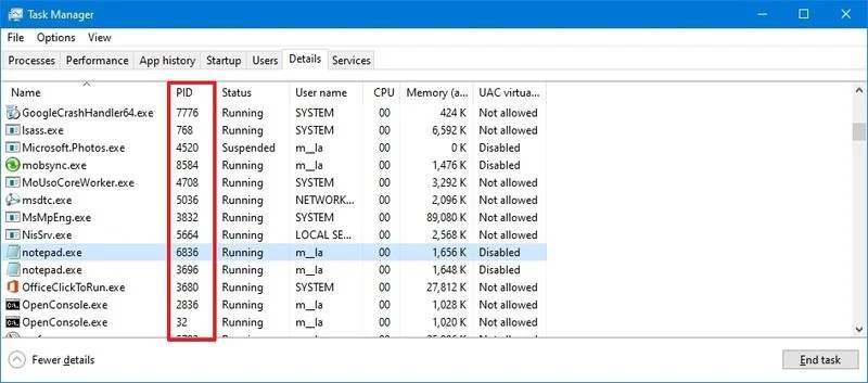Як знайти ідентифікатор процесу програми в Windows 10 Як знайти ідентифікатор процесу програми в Windows 10