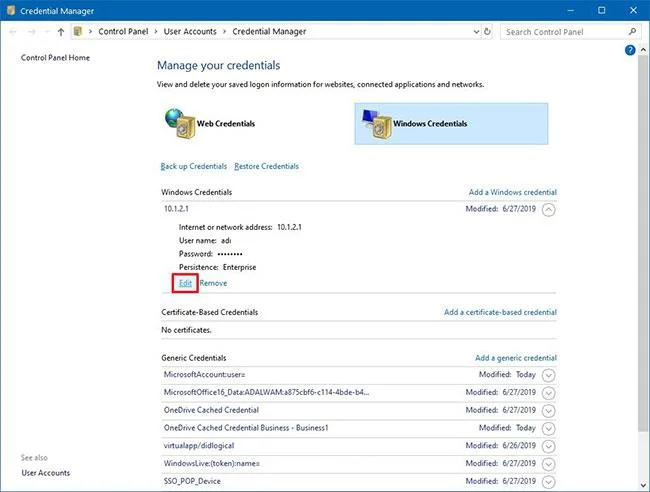 Credential Managerin käyttäminen Windows 10:ssä Credential Managerin käyttäminen Windows 10:ssä
