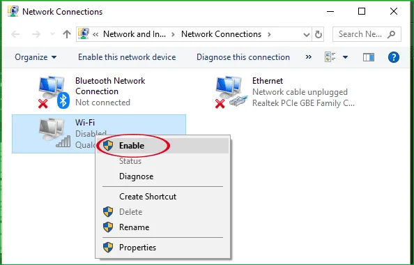 Wifi på Windows 10 ansluter inte efter uppstart från viloläge