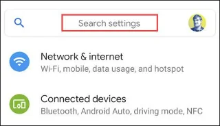 Hur man söker efter inställningsalternativ i menyn Inställningar på Android