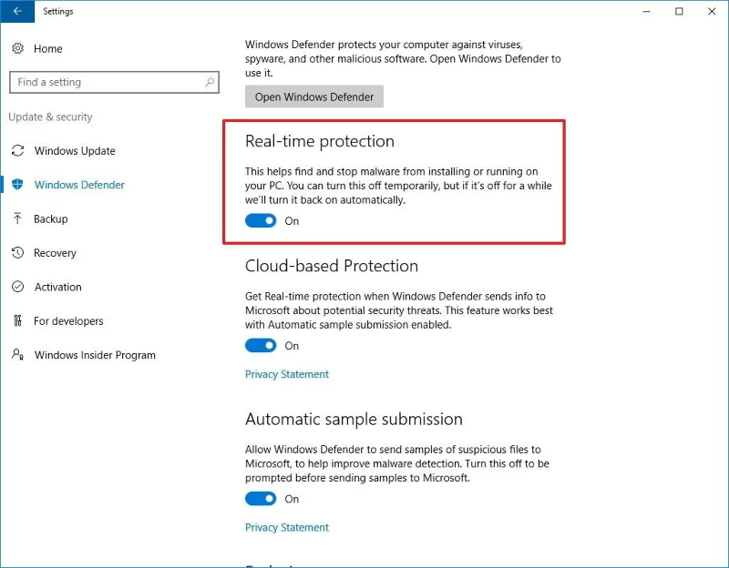 Stäng av Windows Defender (Windows Security) på Windows 10, Windows 11