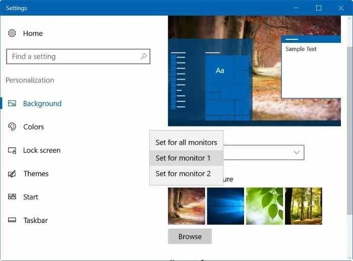 3 sätt att ställa in olika bakgrundsbilder på varje Windows 10-skärm
