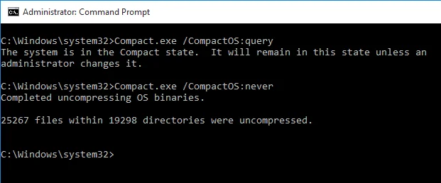 Vad är Compact OS-funktionen på Windows 10?