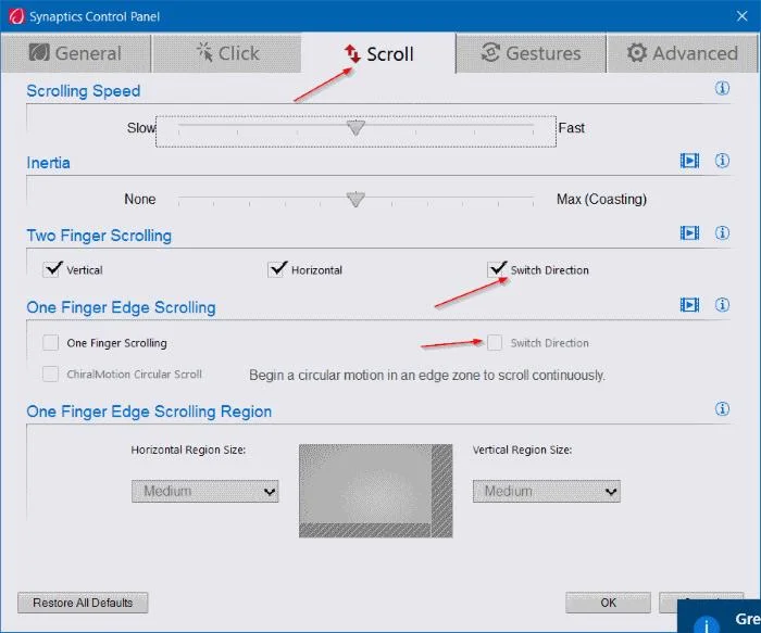 Instruktioner för att ändra rullningsriktningen för Windows 10-pekplattan