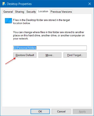 Flytta skrivbordet, nedladdningar och dokument till en annan enhet i Windows 10