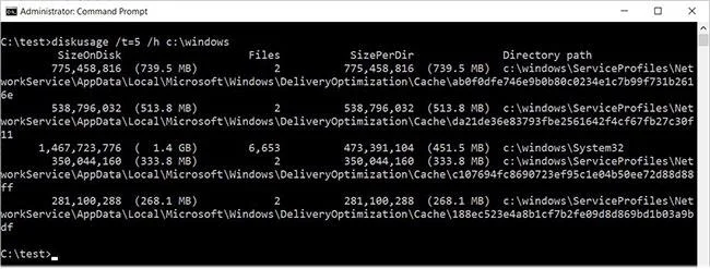 Prova Diskanvändning, det nya verktyget för analys av hårddiskkapacitet i Windows 10