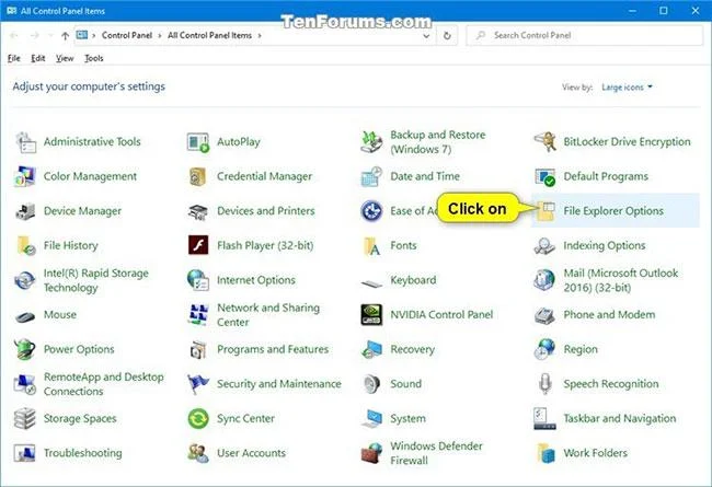 Slik åpner du mappealternativer eller filutforskeralternativer i Windows 10
