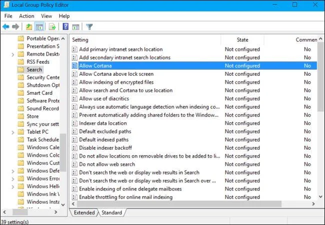 Stäng av Cortana på Windows 10