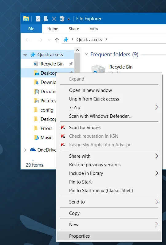 Flytta skrivbordet, nedladdningar och dokument till en annan enhet i Windows 10
