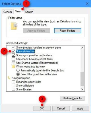Hur man döljer/visar statusfältet i File Explorer på Windows 10