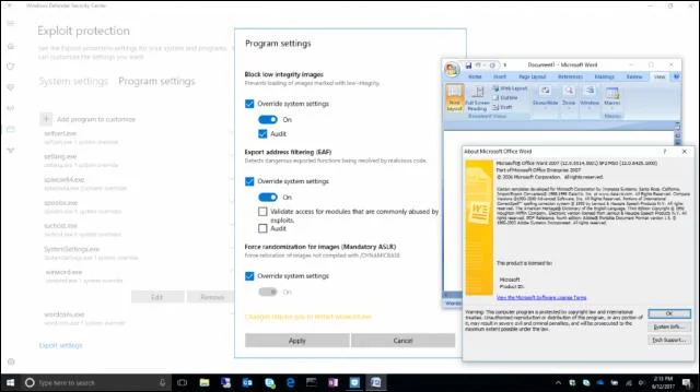 Förbättra Windows 10-säkerheten med exploateringsskydd
