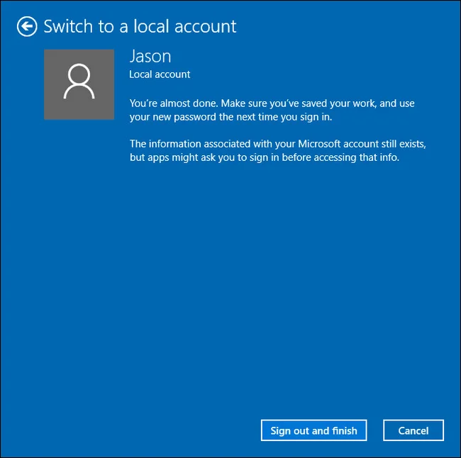 Instruktioner för att konvertera ett Microsoft-konto till ett lokalt konto på Windows 10/8.1