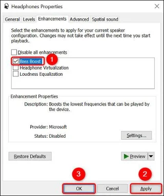 Jak zapnout funkci Bass Boost ve Windows 11